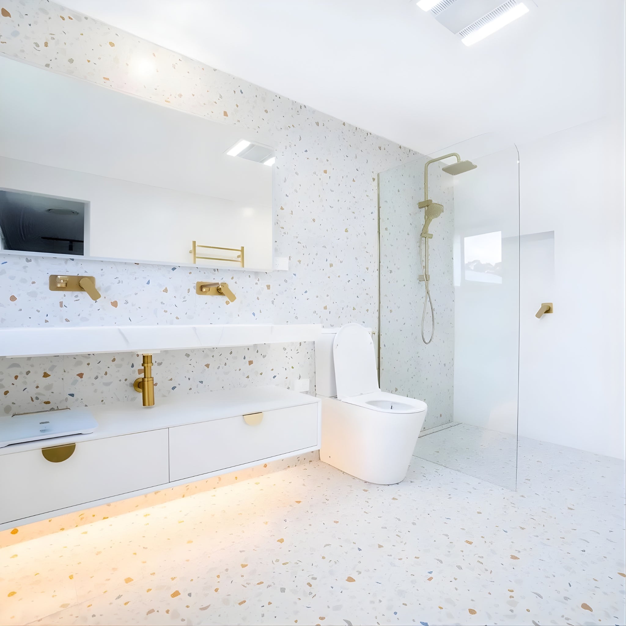 OTTI MOONLIGHT WHITE 1500MM DOUBLE BOWL WALL HUNG CABINET AND BASIN