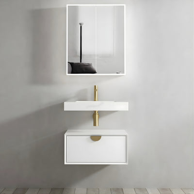 OTTI MOONLIGHT WHITE 600MM SINGLE BOWL WALL HUNG CABINET AND BASIN