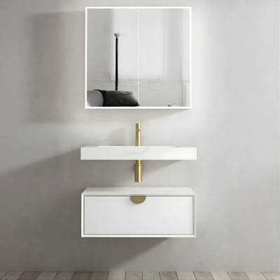 OTTI MOONLIGHT WHITE 750MM SINGLE BOWL WALL HUNG CABINET AND BASIN