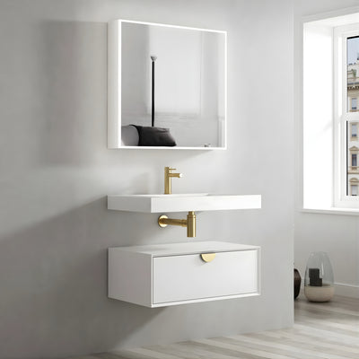 OTTI MOONLIGHT WHITE 750MM SINGLE BOWL WALL HUNG CABINET AND BASIN