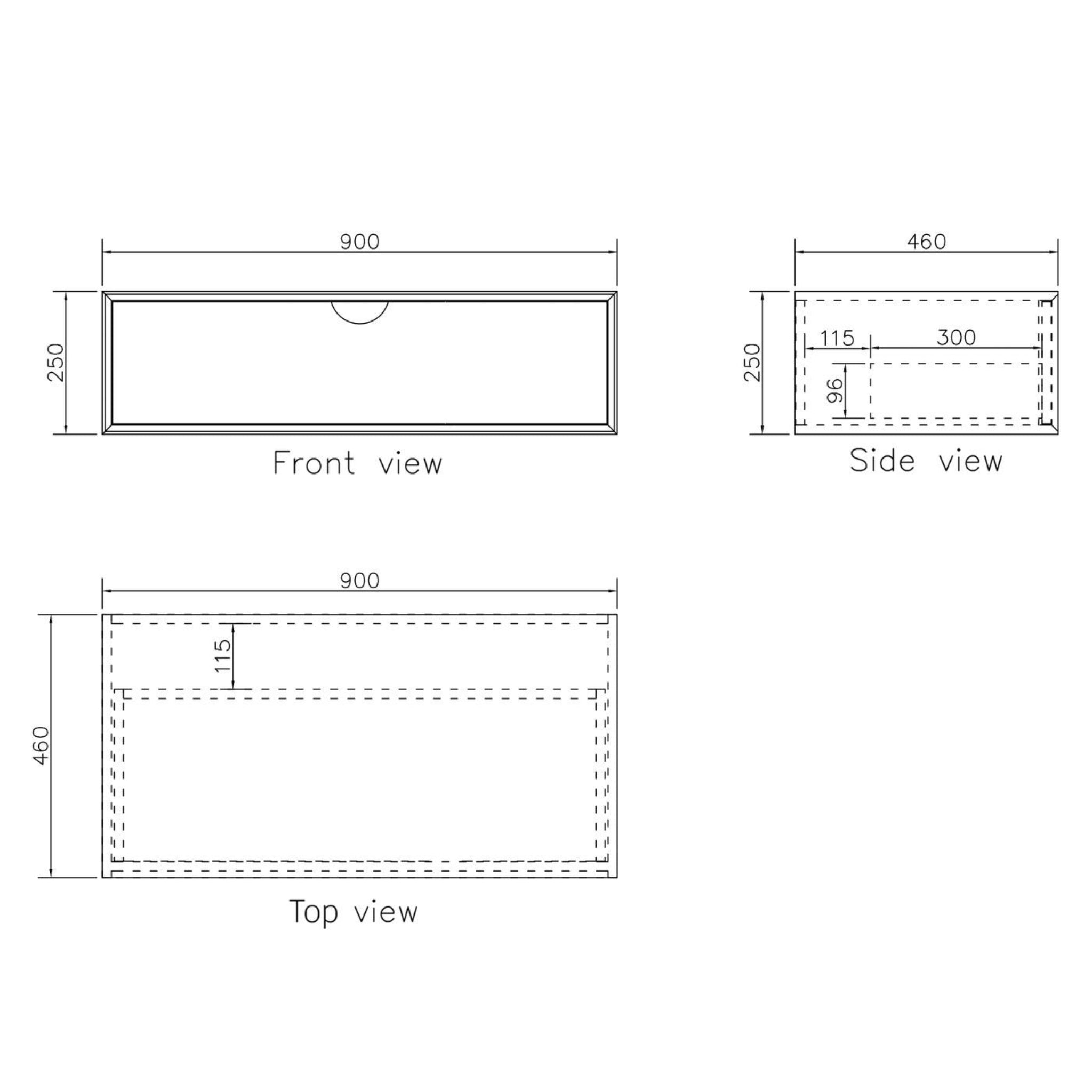 OTTI MOONLIGHT WHITE 900MM SINGLE BOWL WALL HUNG CABINET AND BASIN