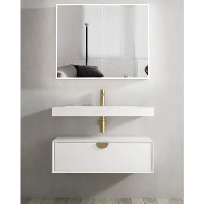 OTTI MOONLIGHT WHITE 900MM SINGLE BOWL WALL HUNG CABINET AND BASIN