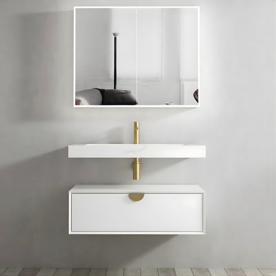 OTTI MOONLIGHT WHITE 900MM SINGLE BOWL WALL HUNG CABINET