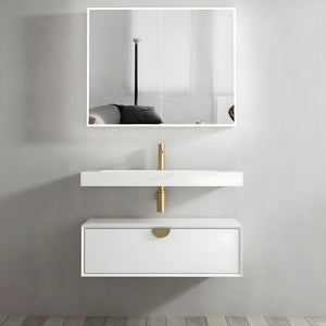 OTTI MOONLIGHT WHITE 900MM SINGLE BOWL WALL HUNG CABINET AND BASIN