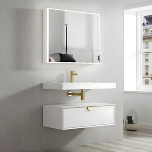 OTTI MOONLIGHT WHITE 900MM SINGLE BOWL WALL HUNG CABINET AND BASIN
