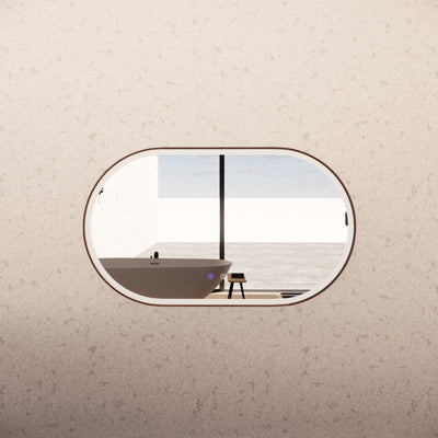 RIVA O1 FRAMED OVAL LED MIRROR 3 COLOUR LIGHTS BRUSHED COPPER 1200X700MM