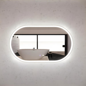 RIVA O1 FRAMED OVAL LED MIRROR 3 COLOUR LIGHTS BRUSHED NICKEL 1200X700MM