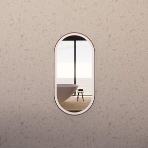 RIVA O1 FRAMED OVAL LED MIRROR 3 COLOUR LIGHTS BRUSHED COPPER 450X900MM