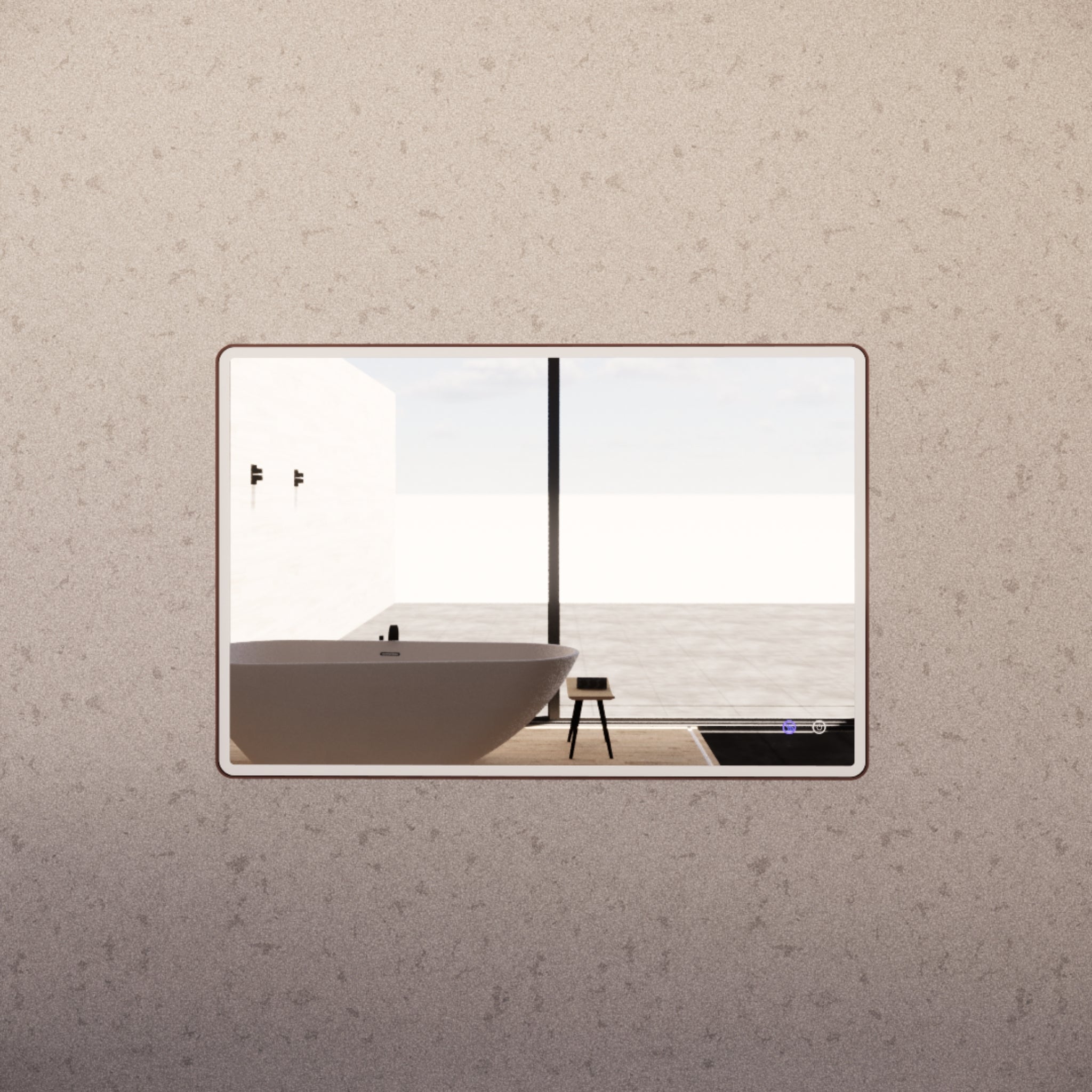 RIVA S4 FRAMED RECTANGLE LED MIRROR 3 COLOUR LIGHTS WITH DIMMER BRUSHED COPPER 800X1200MM