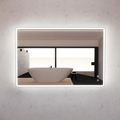 RIVA S4 FRAMED RECTANGLE LED MIRROR 3 COLOUR LIGHTS WITH DIMMER BRUSHED NICKEL 800X1200MM