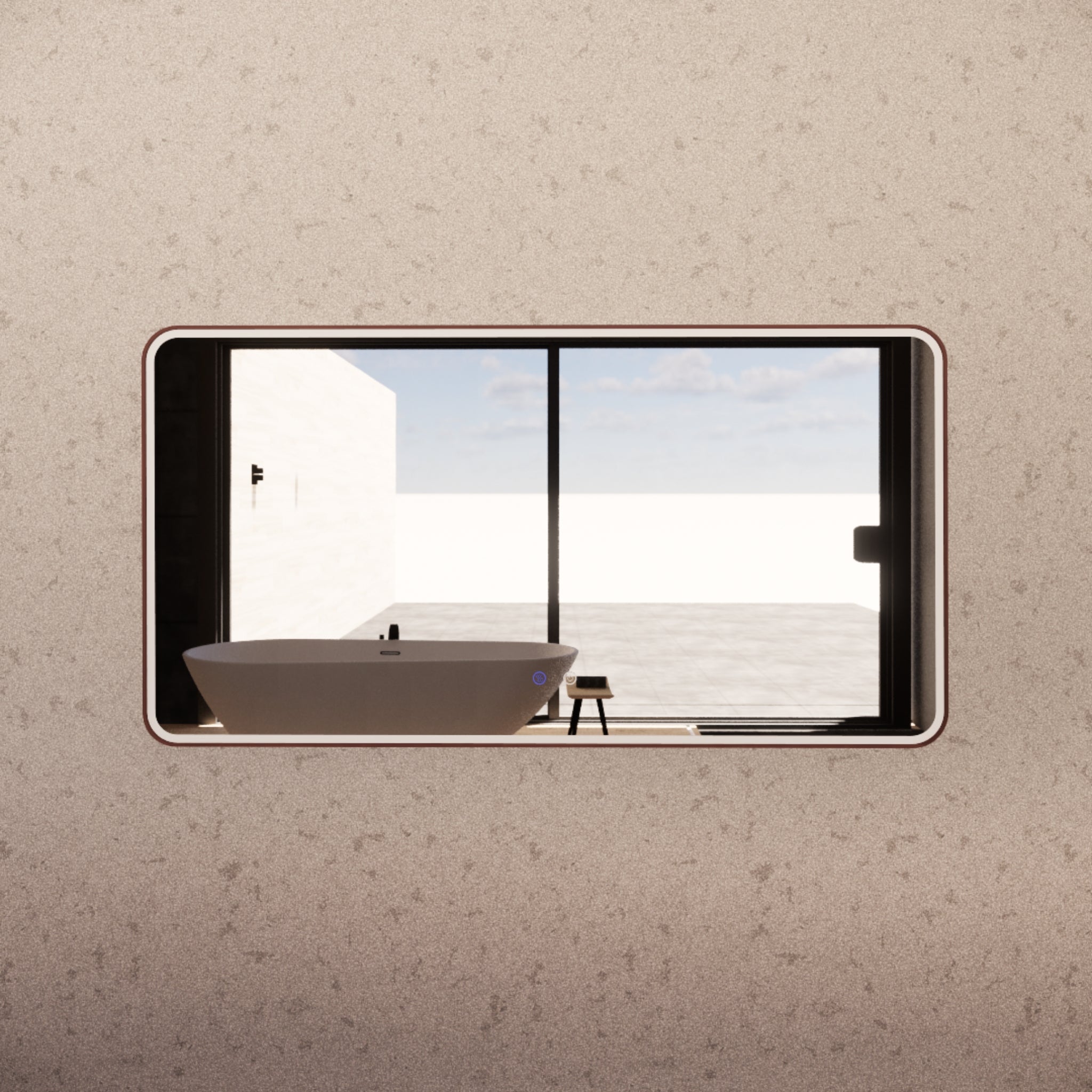 RIVA S4 FRAMED RECTANGLE LED MIRROR 3 COLOUR LIGHTS WITH DIMMER BRUSHED COPPER 1500X800MM