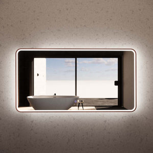 RIVA S4 FRAMED RECTANGLE LED MIRROR 3 COLOUR LIGHTS WITH DIMMER BRUSHED COPPER 1500X800MM