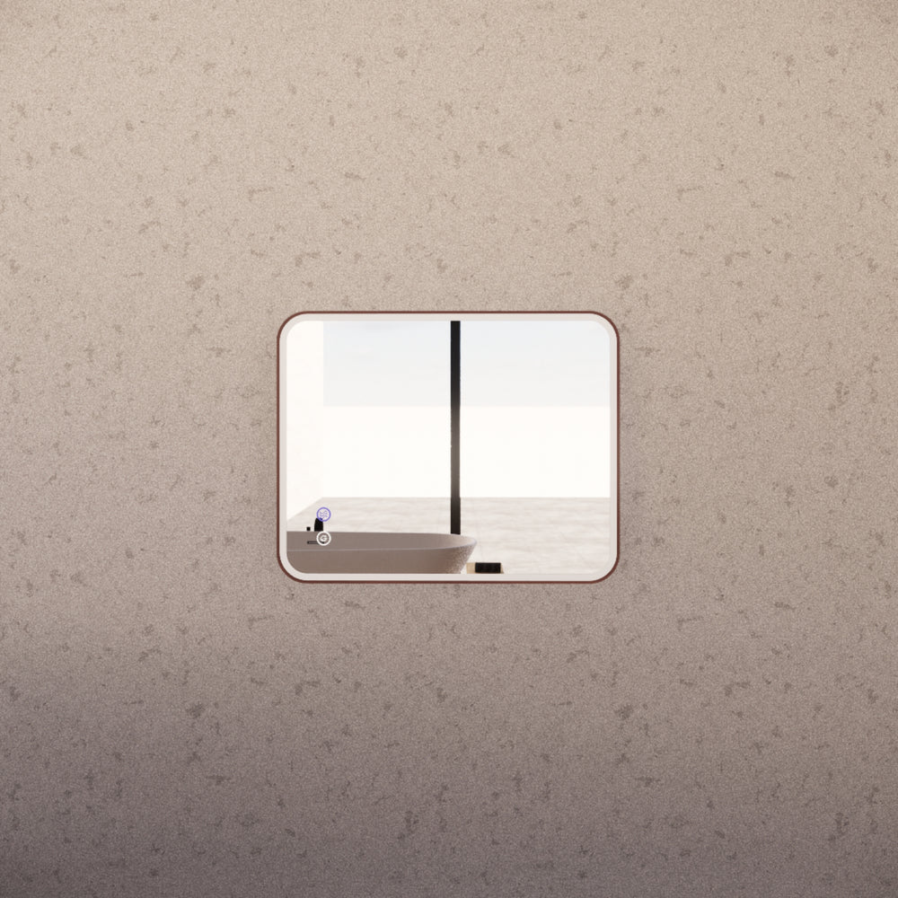 RIVA S4 FRAMED RECTANGLE LED MIRROR 3 COLOUR LIGHTS WITH DIMMER BRUSHED COPPER 600X750MM