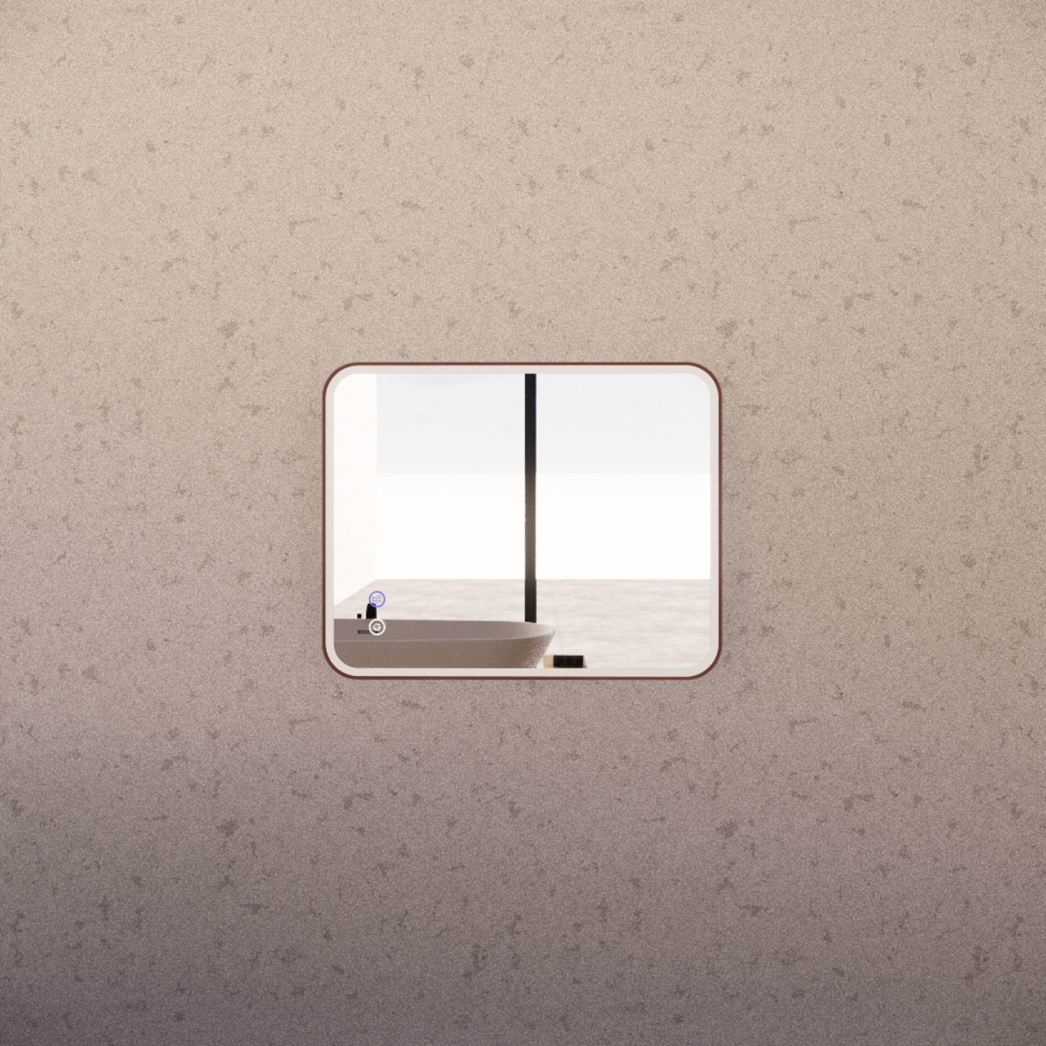 RIVA S4 FRAMED RECTANGLE LED MIRROR 3 COLOUR LIGHTS WITH DIMMER BRUSHED COPPER 600X750MM