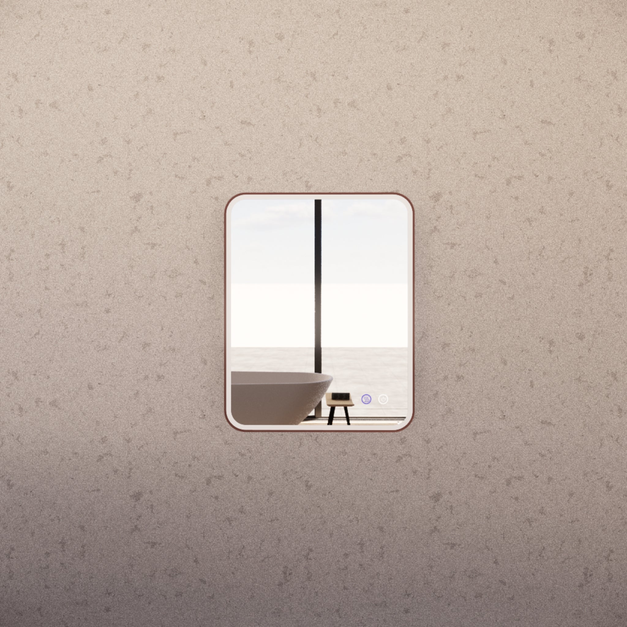 RIVA S4 FRAMED RECTANGLE LED MIRROR 3 COLOUR LIGHTS WITH DIMMER BRUSHED COPPER 600X750MM