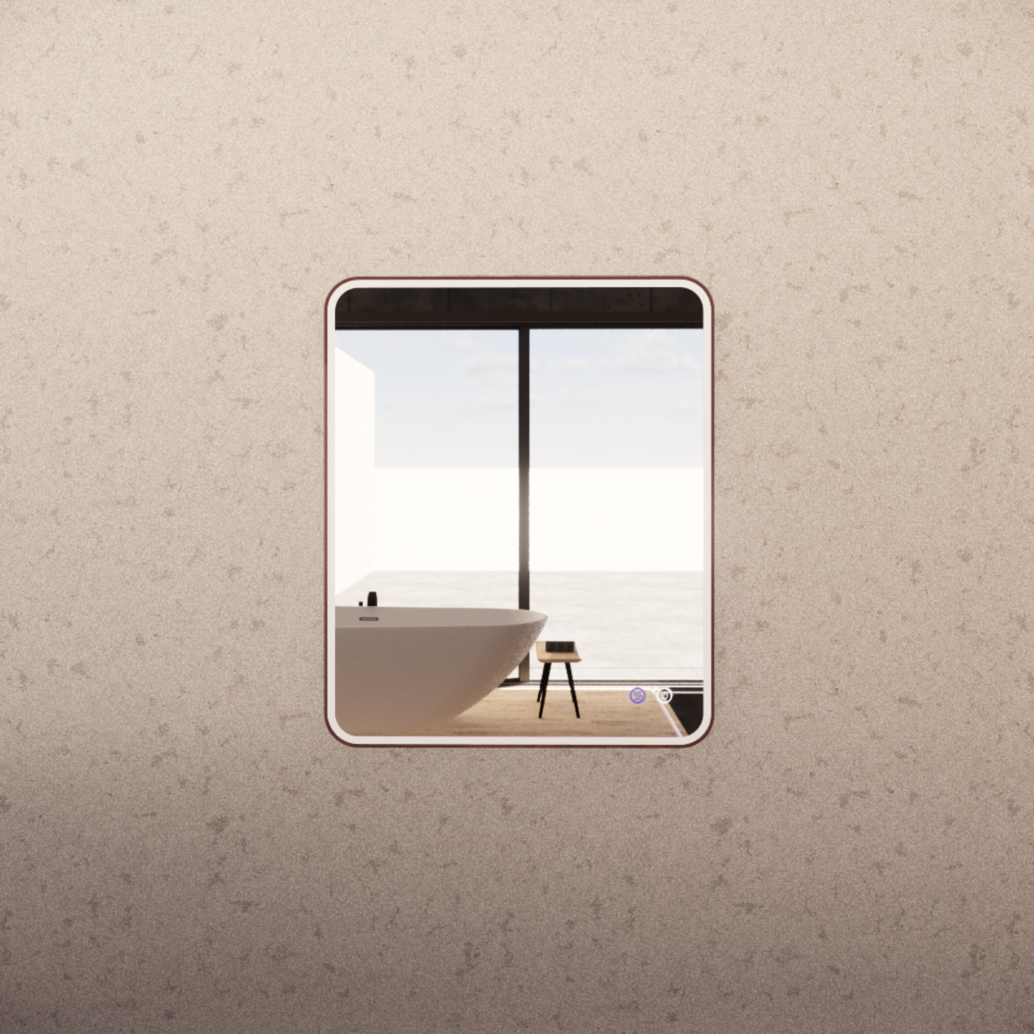 RIVA S4 FRAMED RECTANGLE LED MIRROR 3 COLOUR LIGHTS WITH DIMMER BRUSHED COPPER 750X900MM