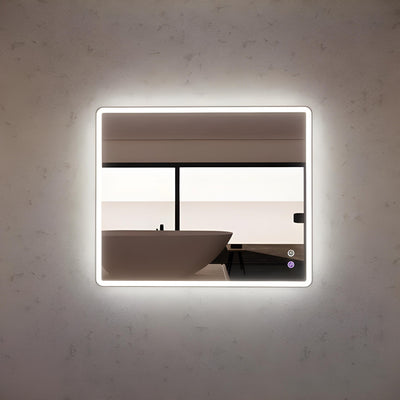 RIVA S4 FRAMED RECTANGLE LED MIRROR 3 COLOUR LIGHTS WITH DIMMER BRUSHED NICKEL 750X900MM