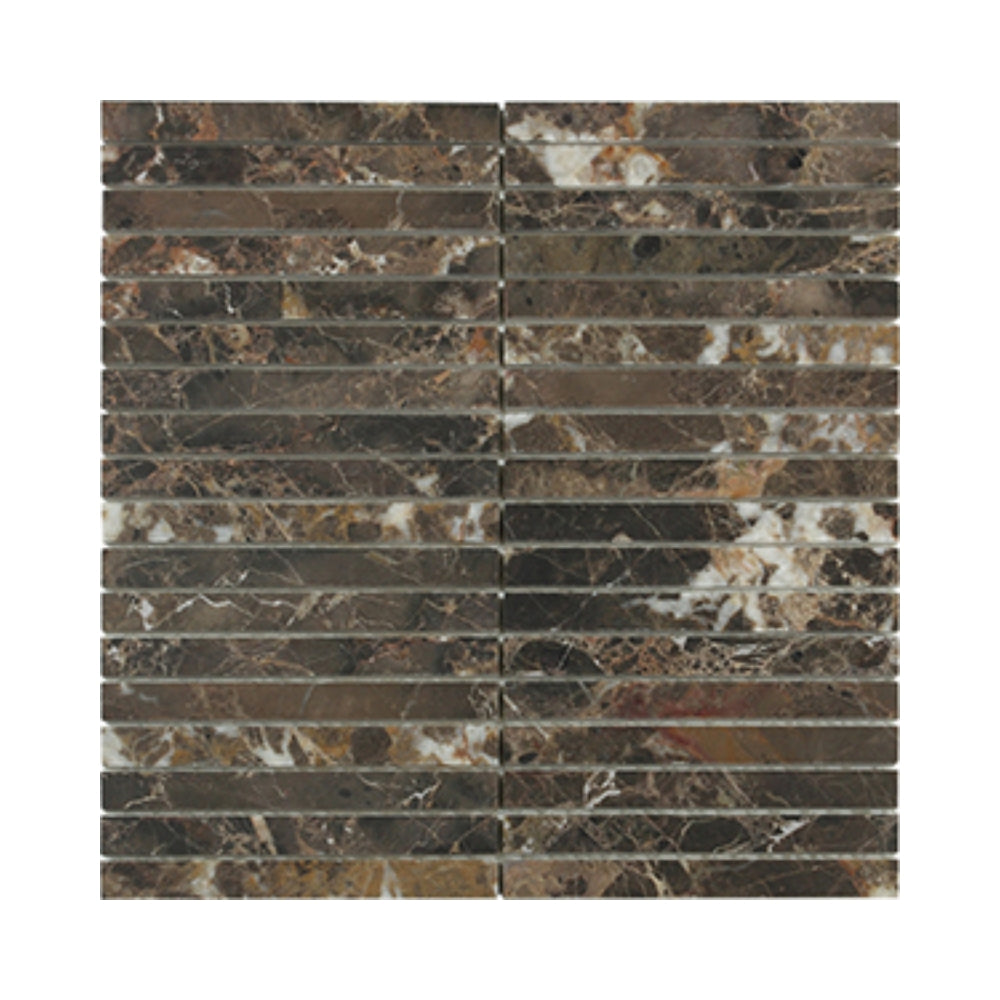 EVERSTONE CLASSIC NATURAL STONE EMPERADOR DARK HONED 15X150MM RECTANGLE MOSAIC TILE (PER BOX)