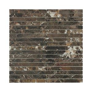 EVERSTONE CLASSIC NATURAL STONE EMPERADOR DARK HONED 15X150MM RECTANGLE MOSAIC TILE (PER BOX)
