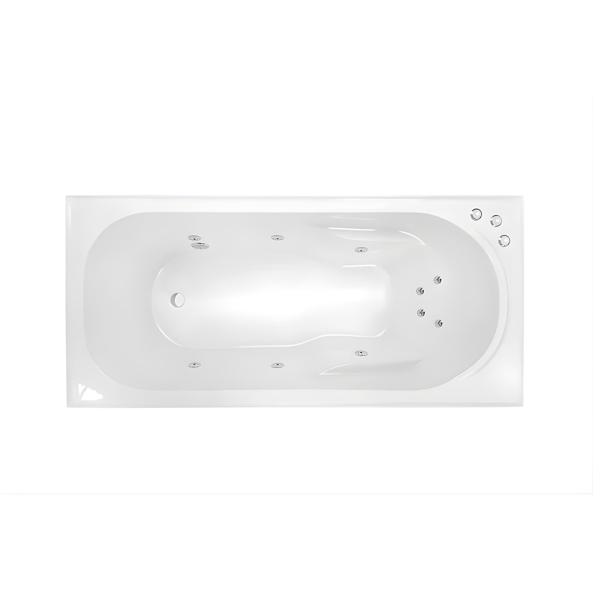 DECINA MODENA INSET SANTAI SPA BATH GLOSS WHITE (AVAILABLE IN 1515MM, 1635MM AND 1785MM) WITH 10-JETS