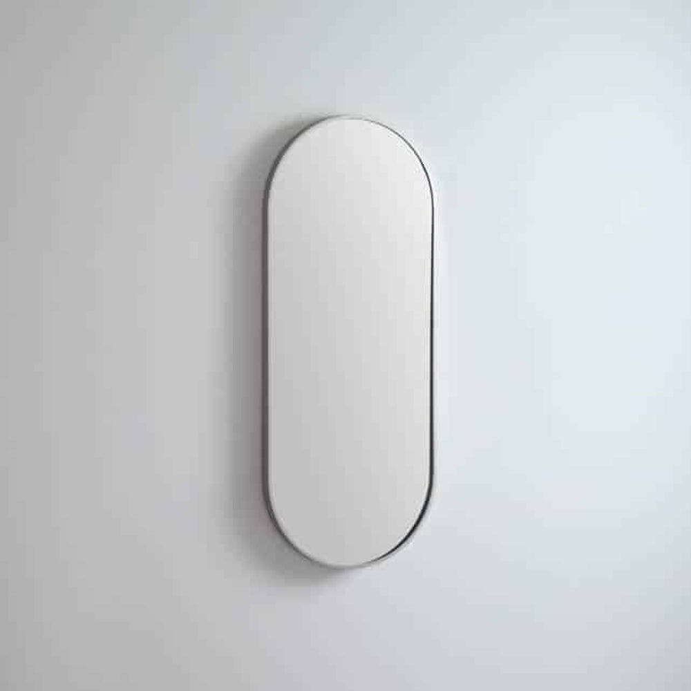 REMER MODERN OBLONG OVAL FRAMED MIRROR WITH PORTABLE MAGNIFIER CUSTOM COLOURS 460X1210MM