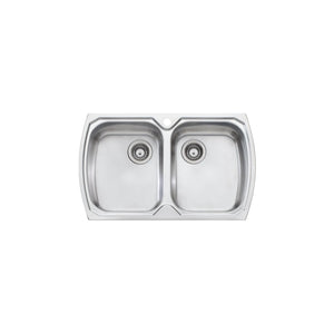 OLIVERI MONET DOUBLE BOWL TOPMOUNT ALFRESCO AND KITCHEN SINK STAINLESS STEEL 815MM