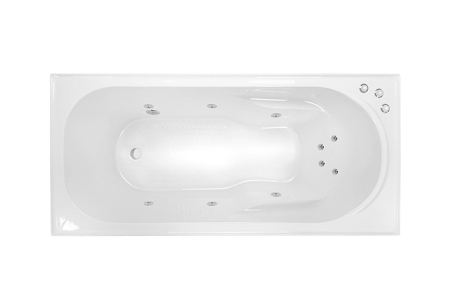 DECINA MODENA INSET SANTAI SPA BATH GLOSS WHITE (AVAILABLE IN 1515MM, 1635MM AND 1785MM) WITH 10-JETS