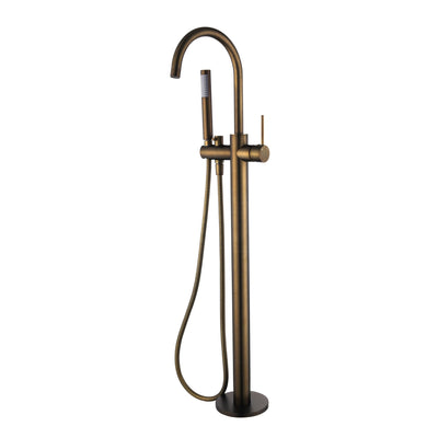 MODERN NATIONAL STAR MINI FREESTANDING BATH MIXER WITH HAND SHOWER 1010MM ANTIQUE BRASS