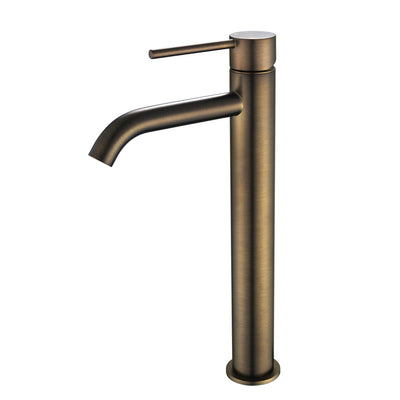 MODERN NATIONAL STAR MINI HIGH RISE LEAD FREE TALL BASIN MIXER 308MM ANTIQUE BRASS