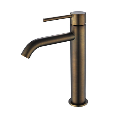MODERN NATIONAL STAR MINI MID RISE LEAD FREE TALL BASIN MIXER 233MM ANTIQUE BRASS