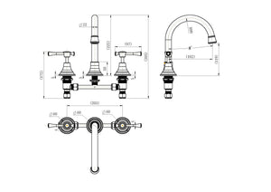 MODERN NATIONAL MONTPELLIER THREE PIECE BASIN SET 222MM CHROME