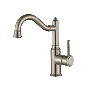 MODERN NATIONAL MONTPELLIER SHEPHERDS CROOK HIGH RISE TALL BASIN MIXER 256MM BRUSHED NICKEL