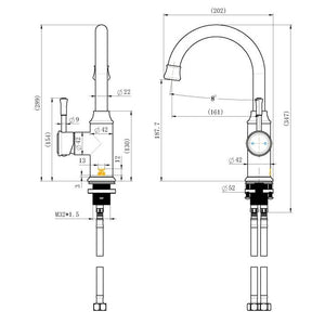 MODERN NATIONAL MONTPELLIER HIGH RISE TALL BASIN MIXER 289MM BRUSHED BRONZE