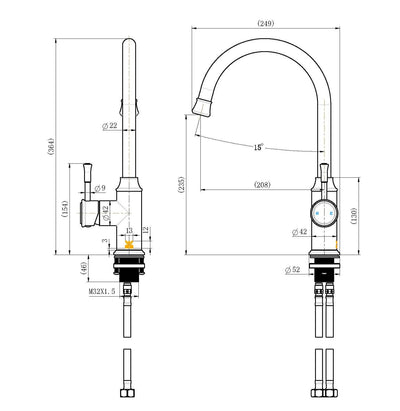 MODERN NATIONAL MONTPELLIER KITCHEN MIXER 364MM MATTE BLACK