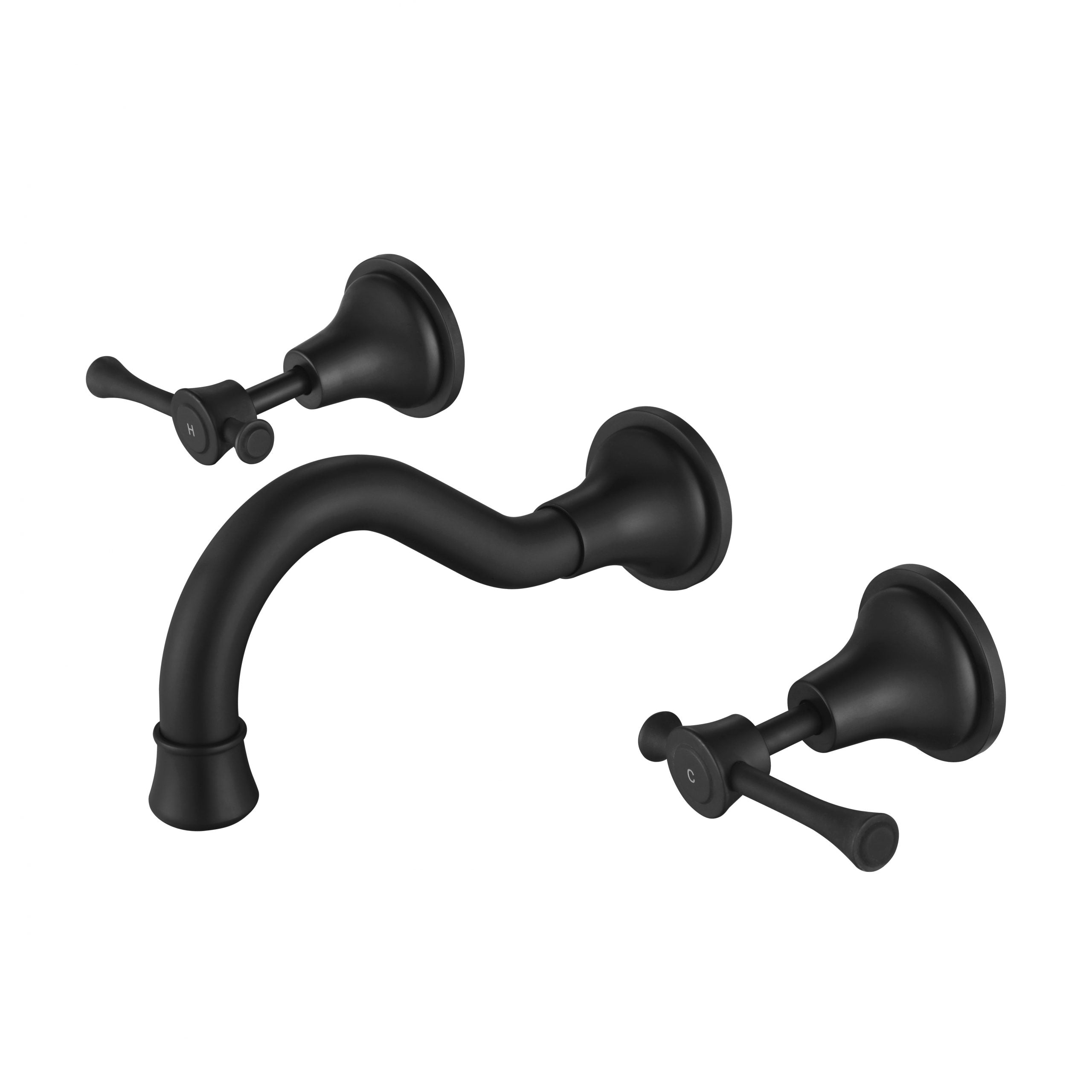 MODERN NATIONAL MONTPELLIER WALL SPA AND SINK THREE PIECE SET 202MM MATTE BLACK