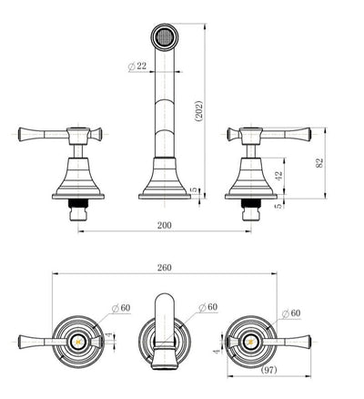 MODERN NATIONAL MONTPELLIER WALL SPA AND SINK THREE PIECE SET 202MM MATTE BLACK