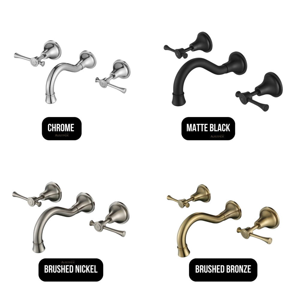 MODERN NATIONAL MONTPELLIER WALL SPA AND SINK THREE PIECE SET 202MM BRUSHED NICKEL