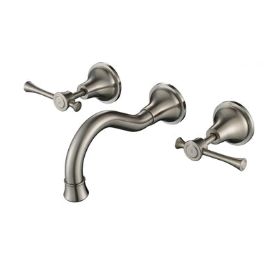 MODERN NATIONAL MONTPELLIER WALL SPA AND SINK THREE PIECE SET 202MM BRUSHED NICKEL