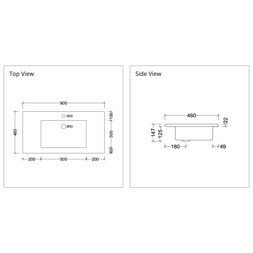 DUROCLASS MONACO GLOSS WHITE SINGLE BOWL UNDERMOUNT VANITY TOP (MULTIPLE SIZES AVAILABLE)