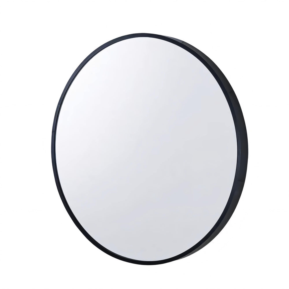 AQUAPERLA ROUND WALL FRAMED MIRROR BLACK 600MM