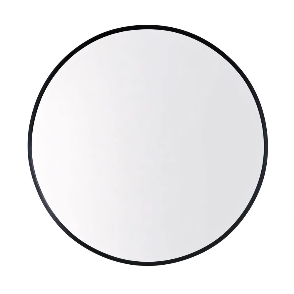 AQUAPERLA ROUND WALL FRAMED MIRROR BLACK 800MM