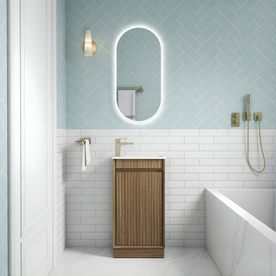 AULIC MINI RAVIA HARVEST OAK 450MM SPACE SAVING FLOOR STANDING VANITY