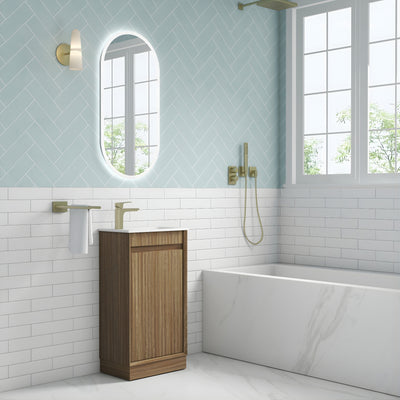 AULIC MINI RAVIA HARVEST OAK 450MM SPACE SAVING FLOOR STANDING VANITY