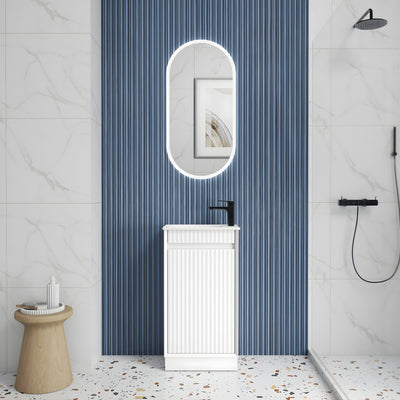 AULIC MINI RAVIA MATTE WHITE 450MM SPACE SAVING FLOOR STANDING VANITY