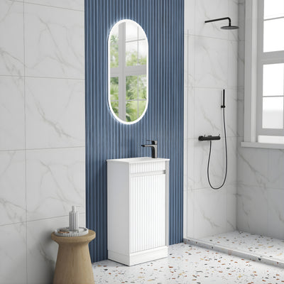AULIC MINI RAVIA MATTE WHITE 450MM SPACE SAVING FLOOR STANDING VANITY