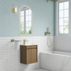 AULIC MINI RAVIA HARVEST OAK 450MM SPACE SAVING WALL HUNG VANITY