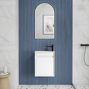 AULIC MINI RAVIA MATTE WHITE 450MM SPACE SAVING WALL HUNG VANITY