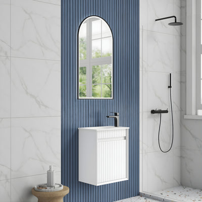 AULIC MINI RAVIA MATTE WHITE 450MM SPACE SAVING WALL HUNG VANITY