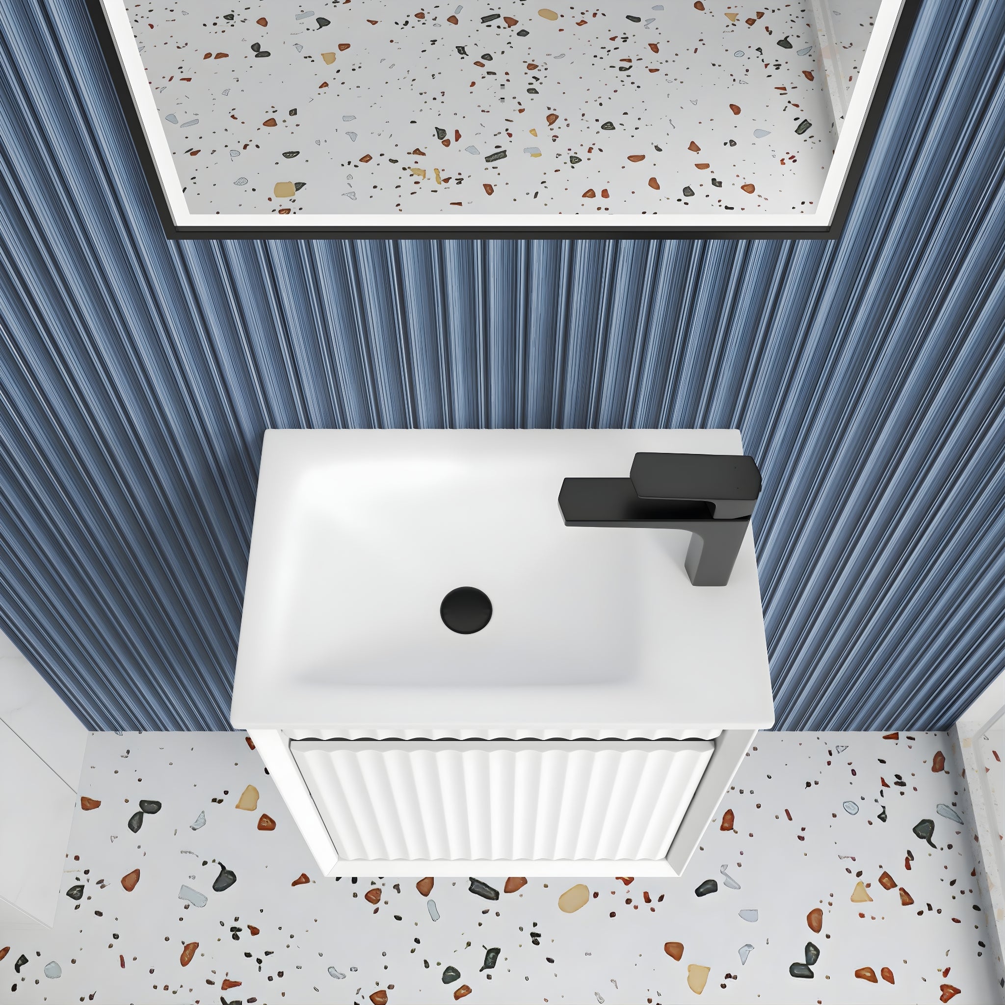 AULIC MINI RAVIA MATTE WHITE 450MM SPACE SAVING WALL HUNG VANITY