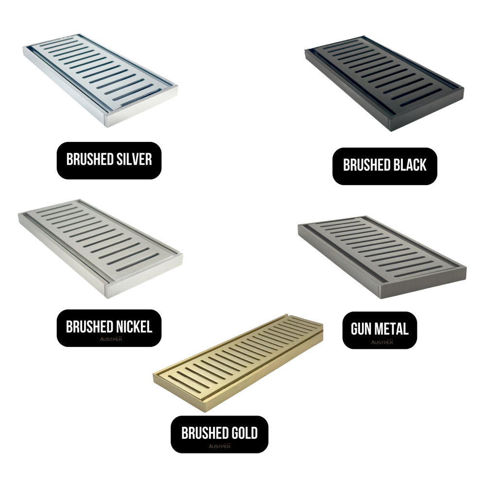 AQUAPERLA EZY FLOW FLOOR GRATE BRUSHED NICKEL 100X14MM